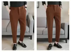 Calça de waffle masculina, calça de negócios masculina de casamento e social, vestido de baile e festa, preto e branco, nova moda, 2024 - comprar online