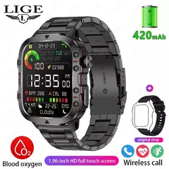 Relógio inteligente militar robusto à prova d'água para homens, relógios ao ar livre, chamada Bluetooth, Android IOS, LIP68, 2.01 "Al Voice, 2024