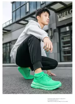 Imagem do Sapato de meias casual confortável masculino, tênis preto para dirigir, novo,