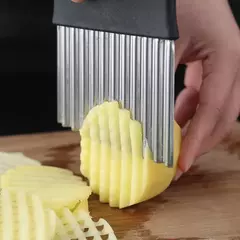 Imagem do Fatiador de batatas em aço inoxidável, Faca de cozinha, Cortador de massa, Legumes, Fruit Crinkle, Chopper ondulado, French Fry Maker Tools, Gadget