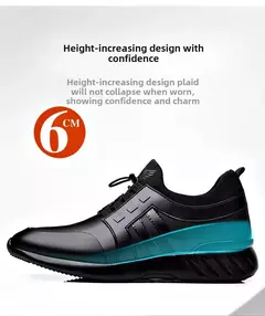 Sapatos esportivos casuais de verão respiráveis plus size sapatos masculinos de couro 6cm salto interno invisível aumentar sapatos 8cm - comprar online