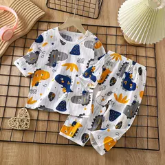 Conjunto de pijamas de manga comprida infantil, Seção fina, Roupa de bebê, Roupa doméstica, Meninos, Meninas, Crianças, Verão, Novo, 2022 - Wolf Magazine