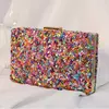 Alta qualidade carteira de pedra colorida para mulheres, sacos de noite festa de casamento, cadeia banquete saco, telefone crossbody, designers de luxo, 2024