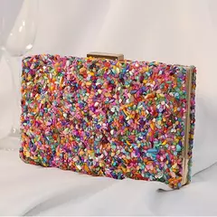 Alta qualidade carteira de pedra colorida para mulheres, sacos de noite festa de casamento, cadeia banquete saco, telefone crossbody, designers de luxo, 2024