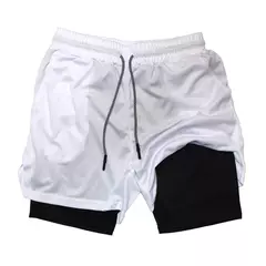 Calções masculinos de dupla camada para ginástica, secagem rápida, esportes, treino, jogging, deck duplo, 2 em 1, verão na internet