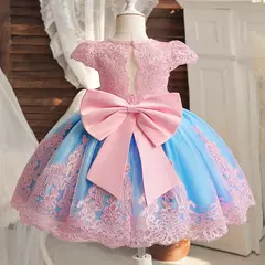 Bordado Elegante Crianças Princesa Vestidos para Meninas Luxo Golden Lace Vintage Crianças Festival Party Gown Bebê Batismo Vestidos - Wolf Magazine