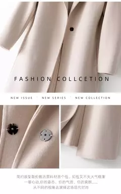 2023 elegante simples casaco feminino outono e inverno novo um botão pura lã reversível casaco de lã longo selvagem top das mulheres - comprar online