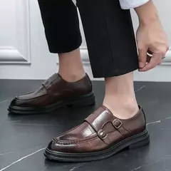WAERTA-sapatos formais para homens, sapatos derby, sapato de couro, fivelas duplas, sapatos aguçados para cavalheiros, moda para casamento, tamanho grande, 38-46