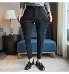 Calça elástica de seda gelada masculina, alta qualidade, respirável, casual, de negócios, escritório, social, primavera, verão, 2022 na internet