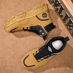 Botas de couro masculinas, tops altos, sapatos casuais, moda de rua jovem, combina com tudo, trabalho masculino, outono, novo - loja online