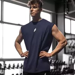 Imagem do Camisola de regata respirável de fitness solta masculina, camiseta sem mangas, colete de secagem rápida, roupas esportivas masculinas, verão