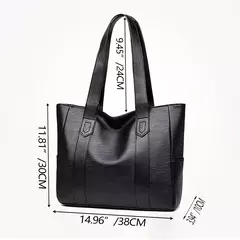 Sacola de grande capacidade feminina, bolsa de ombro vegana, bolsa casual para deslocamento, vintage, retrô - Wolf Magazine