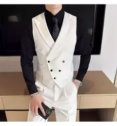 Blazers colete de peito duplo masculino, terno casual slim fit masculino, colete de ajuste de alta qualidade, roupas de marca primavera, 2023 € - comprar online