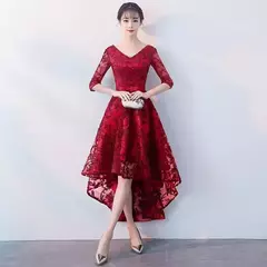 Imagem do Vestido curto fora do ombro, elegante vestido de baile, frente curta e costas lo
