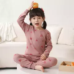 Imagem do Pijama infantil de manga comprida, pijama de algodão, roupa de bebê menina, pijama infantil, criança, menina, criança, 3-14 anos, inverno