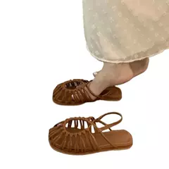 Sapatos de toe quadrado slip-on para mulheres, Slingback Flats, sólidos, planos, saltos baixos, diário, moda, feminino, 2024 - comprar online