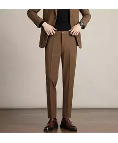 Calça casual justa masculina, cortina avançada, terno formal grosso para escritório, preto, marrom, cinza, azul, outono e inverno na internet