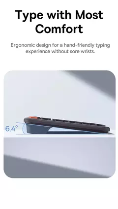 Baseus-Teclado Ergonômico Sem Fio, 2.4G, Bluetooth 5.0, Keycap Numérico para iPad, MacBook, Tablet, Laptop, PC, Office Game na internet