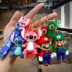 Super mario bros disney chaveiro, feito de pvc, silicone, desenhos animados, figura de ação, brinquedo, pingente, carro, bolsa, jóias, presentes na internet