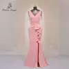 Vestido sexy de fenda lateral para mulheres, Vestido longo de baile, Ombro macio de cetim, Vestidos de noite, Vestido Maxi