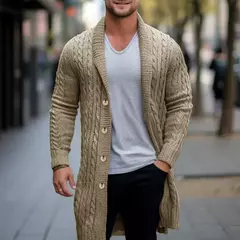 Jaqueta de cardigã de tricô slim fit masculina, casaco masculino, manga comprida, estilo britânico, roupas de botões, primavera, outono, 2024 - comprar online