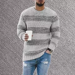Imagem do Pulôver com decote em O masculino, suéter de inverno, malha quente, roupa clássica, nova moda