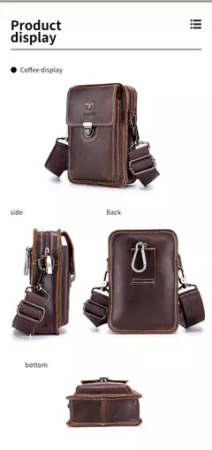 BULLCAPTAIN-Pacotes de Cintura de Couro Genuíno para Homens, Cinto Casual, Bolsa de Telefone Móvel 100% Couro Pequena Bolsa de Ombro na internet