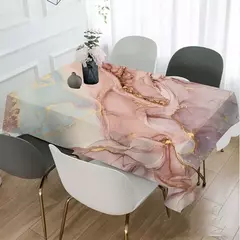 Toalha De Mesa De Padrão De Mármore Abstrato, Toalha De Mesa Oblong, Decoração De Mesa De Cozinha, Festa De Casa, Decoração De Jantar, Rosa, Azul, Dourado - Wolf Magazine