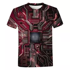 Camiseta gráfica de placa de circuito impresso 3D masculina e feminina, camiseta casual, chip eletrônico, camiseta criativa, tops de ginástica de verão na internet