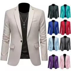 Blazer casual de negócios masculino, vestido de casamento noivo, tops de terno boutique, casaco monocromático, marca de alta qualidade, moda - loja online