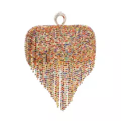Embreagem de borla de diamantes brilhantes para mulheres, bolsa caixa de metal, bolsa de festa noturna, alça redonda, moda - Wolf Magazine