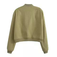 TRAF-Jaqueta bomber feminina de manga comprida com bolsos, casacos vintage, botão frontal, casacos casuais femininos, tops chiques, moda - comprar online