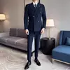 Vestido de smoking de casamento de três peças para homens, terno de negócios, social, cor sólida, trespassado, noivo, moda, jaqueta, calça, colete, novo