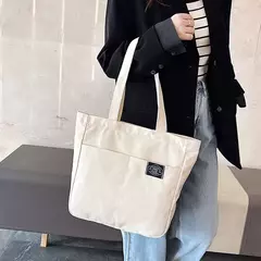 Sacola de lona monocromática para mulheres, designer, bolsa casual, bolsa de ombro, grande capacidade, algodão, reutilizável, praia, compras - comprar online