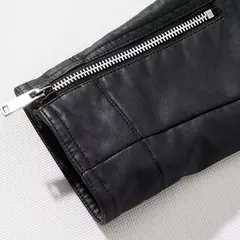 Imagem do Falso PU couro moto jaqueta dos homens, casacos masculinos, outwear, preto, marca