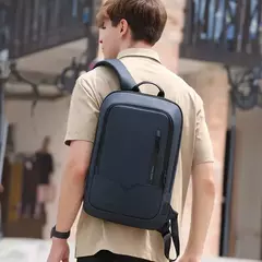 Mochila HK Slim para Homens, Sacos de Laptop, Impermeável, Minimalista, Negócios, Carregamento USB, Casual, Viagem, Trabalho, 15,6";;VERDADEIRO;;"8228-Black