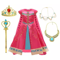 Michella moda meninas teal-azul princesa jasmim cosplay vestido de halloween vestido de festa de aniversário - comprar online