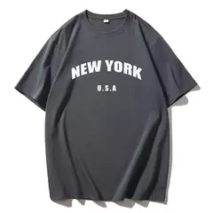 Blessyuki-Camisetas femininas estampadas com carta nova-iorquina, camisetas básicas com decote em O, streetwear retrô casual, tops harajuku para senhoras, plus size, verão - Wolf Magazine