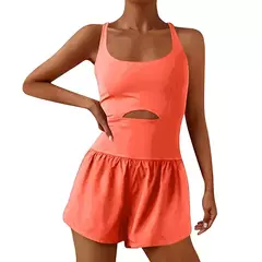 Macacão de ioga feminino, traje de fitness oco, roupas esportivas, shorts de moda 1 pc - loja online