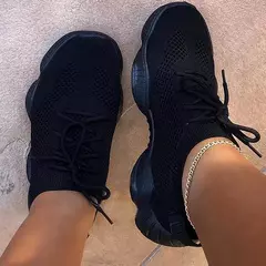 Tênis respiráveis para mulheres, Formadores de tecido de malha, Calçado feminino com renda, Sapatos confortáveis, Nova moda, 2024 - comprar online
