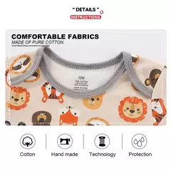 Kiddiezoom-bodysuit manga curta para menino e menina, 100% algodão, roupas recém-nascidas, desenhos animados, 4 peças, verão