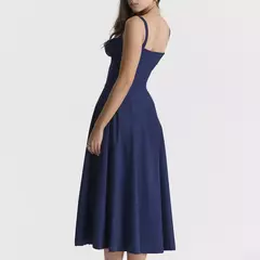 Vestido de verão estampado floral, Laço frontal feminino, Gola quadrada, Vestido de coxa dividido, Cinta de praia, Vestido de noite, Novo - comprar online