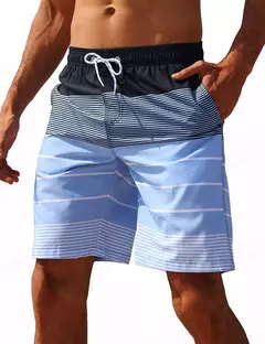 Shorts listrados de praia masculino, moda praia, calções de prancheta, calção de ginástica, cuecas masculinas, maiô, moda praia infantil, moda menino na internet