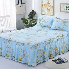 Conjunto de colcha de algodão bordado, saia de cama, fronhas, capa de folha, rei, rainha, duplo, 1.5 m, 1.8 m, 2m, 3pcs - Wolf Magazine