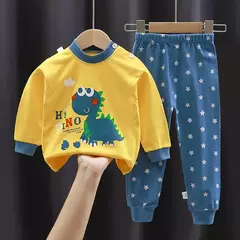 Imagem do Desenhos animados infantis impresso algodão pijamas conjuntos, unisex, macio, conforto, quente, bonito, adequado, perfeito para meninos, meninas, outono, inverno, calor