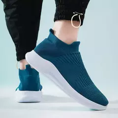 Tênis masculino leve, tênis de corrida respirável, meias confortáveis de cal - comprar online