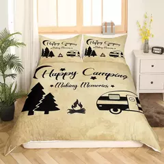 Conjunto de capa de edredão para menino e adolescentes, tampa de cama, tampa de cama, praia, estilo férias, camping feliz, rei, verão - comprar online
