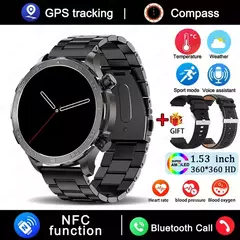 Imagem do Relógio Inteligente de Chamada Bluetooth para Homens, Huawei AMOLED, Tela Grande HD, Frequência Cardíaca, NFC, IP68 Impermeável, GPS, Relógio Esportivo, Novo, 2022