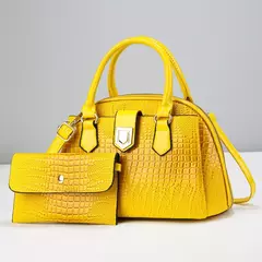 Ombro crocodilo com carteira feminina, bolsa brilhante de couro PU, bolsa de alta qualidade, 2 pçs/set, estilo outono e inverno, 2024 na internet