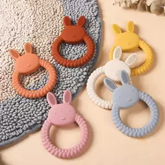 Bebê silicone dentição anel, coelho dos desenhos animados, roedor, comestível, acessórios diy, brinquedos molares, chocalho, 1pc - comprar online